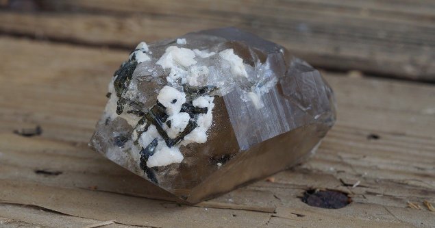 Tourmaline in quartz healing stone.